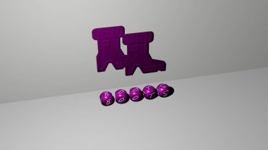 BOOTS 'un dikey olarak 3D grafik resmi, üst perspektiften metalik kübik harflerle oluşturulan metinlerle birlikte, konsept sunumu ve slayt gösterileri için mükemmel. Resim ve arkaplan