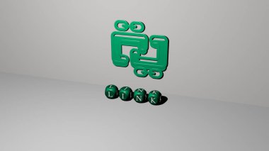 LINK 'in dikey olarak 3D grafiksel görüntüsü, üst perspektiften metalik kübik harflerle oluşturulan metinlerle birlikte, konsept sunumu ve slayt gösterileri için mükemmel. Resim ve arkaplan