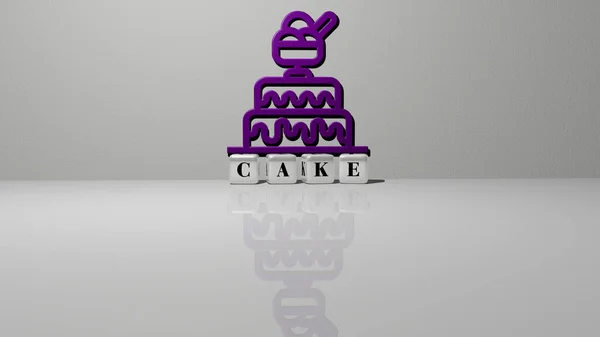 Grafisches Bild Des Kuchens Vertikal Mit Text Aus Metallischen Kubischen — Stockfoto