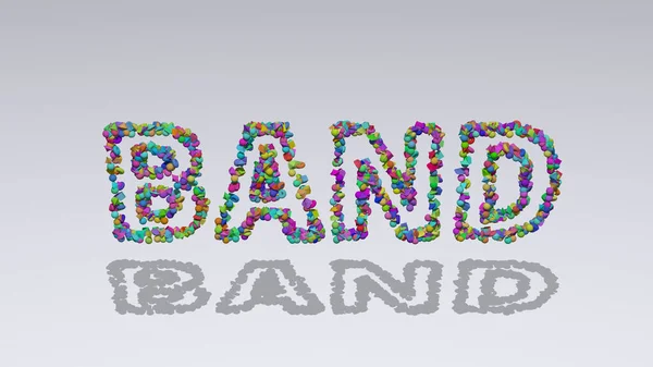 Gravação Colorida Texto Band Com Pequenos Objetos Sobre Fundo Branco — Fotografia de Stock