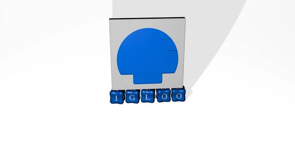Представление Иглу Иконкой Стене Текстом Упорядоченным Металлическими Кубическими Буквами Зеркальном — стоковое фото