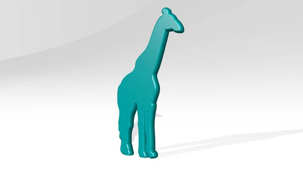 Giraff Gjord Illustration Glänsande Metallisk Skulptur Med Skuggan Ljus Bakgrund — Stockfoto