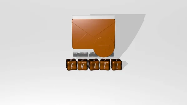 Grafisk Bild Email Vertikalt Tillsammans Med Text Byggd Metalliska Kubikbokstäver — Stockfoto