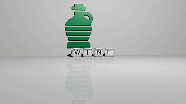 Darstellung Von Wein Mit Icon Der Wand Und Text Angeordnet — Stockfoto