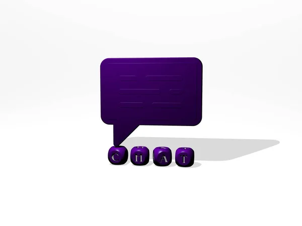 Illustration Chat Graphics Text Made Metallic Dice Letters Related Meanings — Stock Photo, Image