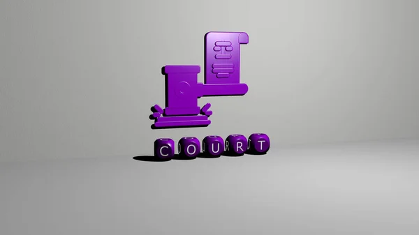 Ilustracja Grafiki Tekstu Trybunału Wykonane Przez Metaliczne Litery Kości Dla — Zdjęcie stockowe