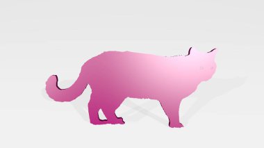 Evcil hayvan sığırları duvardaki bir perspektiften. Üç boyutlu metalik malzemelerden yapılmış kalın bir heykel. arkaplan ve sevimli