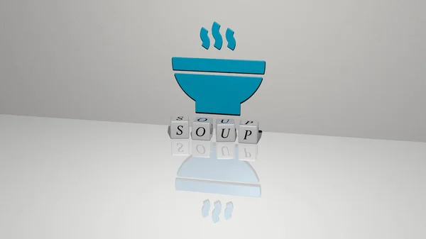 Representação Soup Com Ícone Parede Texto Dispostos Por Letras Cúbicas — Fotografia de Stock