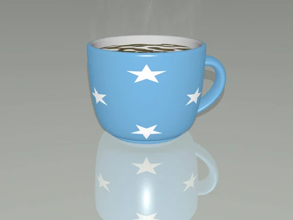 Mikronézia Elhelyezni Egy Csésze Forró Kávé Egy Illusztráció Realisztikus Perspektíva — Stock Fotó