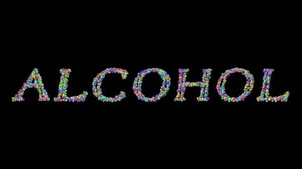 Alcool Scritto Illustrazione Piccoli Oggetti Colorati Che Proiettano Ombra Uno — Foto Stock