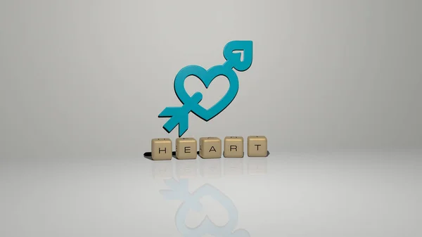 Grafische Afbeelding Van Heart Verticaal Samen Met Tekst Gebouwd Door — Stockfoto