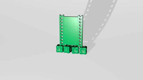 Графическое Изображение Film Вертикально Вместе Текстом Построенным Металлическими Кубическими Буквами — стоковое фото