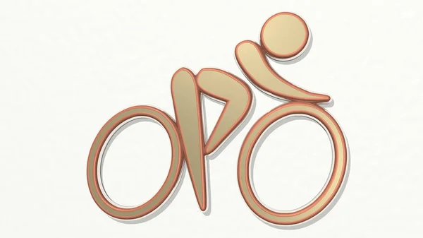 Велосипед Стене Иллюстрация Металлической Скульптуры Белом Фоне Мягкой Текстурой Велосипед — стоковое фото