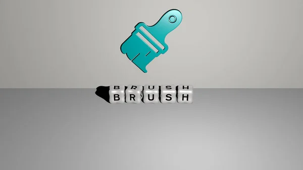 Brush Grafikus Képe Függőlegesen Felső Perspektívából Fémes Kockás Betűkkel Készült — Stock Fotó