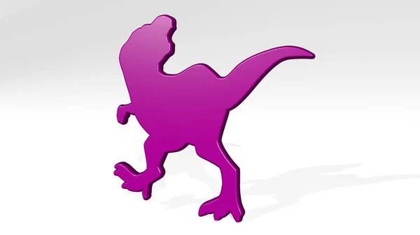 Soporte Dinosaurios Con Sombra Ilustración Escultura Metálica Sobre Fondo Blanco —  Fotos de Stock