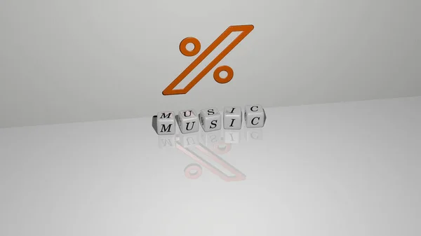 Ilustración Gráficos Music Texto Realizado Por Letras Dados Metálicos Para — Foto de Stock