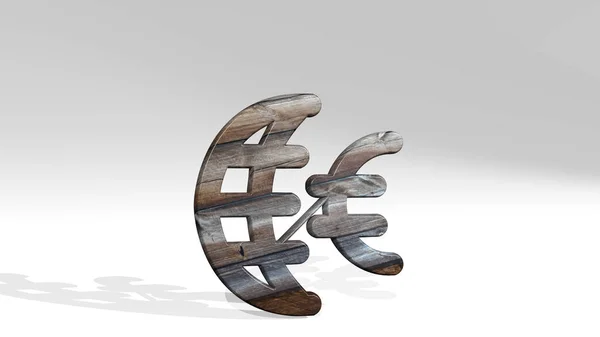 Currency Euro International Gjord Illustration Glänsande Metallisk Skulptur Kasta Skugga — Stockfoto