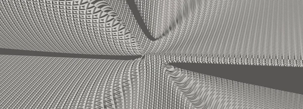 Ultra Široké Abstraktní Pozadí Zakřivených Geometrických Obrazců Lněné Barvy Osvětlením — Stock fotografie