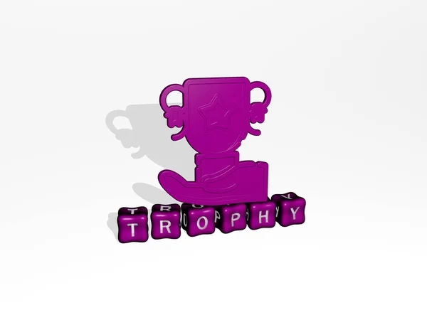 Imagem Gráfica Trophy Verticalmente Juntamente Com Texto Construído Por Letras — Fotografia de Stock