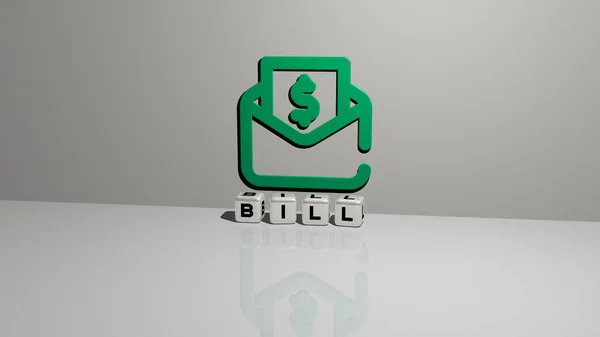 Representación Bill Con Icono Pared Texto Dispuesto Por Letras Cúbicas — Foto de Stock