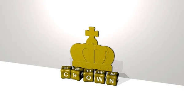 Ilustración Gráficos Crown Texto Realizado Por Letras Dados Metálicos Para — Foto de Stock