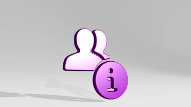 Aydınlık arkaplanda gölgesi olan parlak metalik bir heykelin 3 boyutlu bir illüstrasyonuyla yapılan birden fazla eylem bilgisi. soyut ve mavi