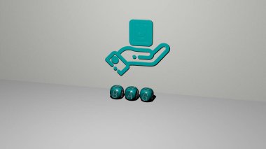 Konsept ve sunumların ilgili anlamları için metal zar harflerinin oluşturduğu BAG grafiklerinin 3 boyutlu çizimi. arkaplan ve iş