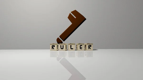 Иллюстрация Графики Ruler Текста Сделанные Металлическими Буквами Кубиков Соответствующих Значений — стоковое фото