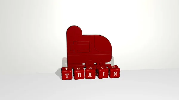 Weergave Van Train Met Icoon Muur Tekst Gerangschikt Door Metalen — Stockfoto