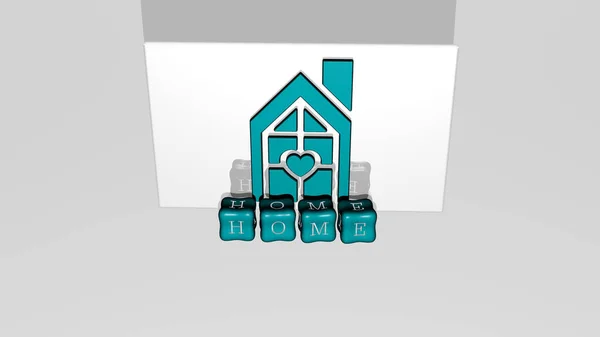 Ілюстрація Домашньої Графіки Тексту Зробленого Металевими Кубиками Відповідних Значень Концепції — стокове фото