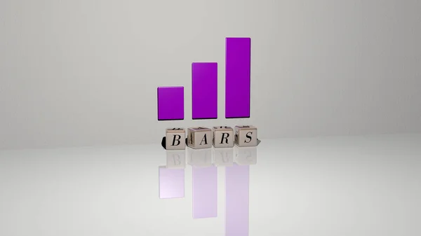 Графічне Зображення Bars Вертикально Поряд Текстом Побудованим Металевими Кубічними Літерами — стокове фото