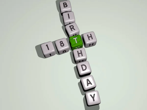 Combinación Cumpleaños Construido Por Letras Cúbicas Desde Perspectiva Superior Excelente — Foto de Stock