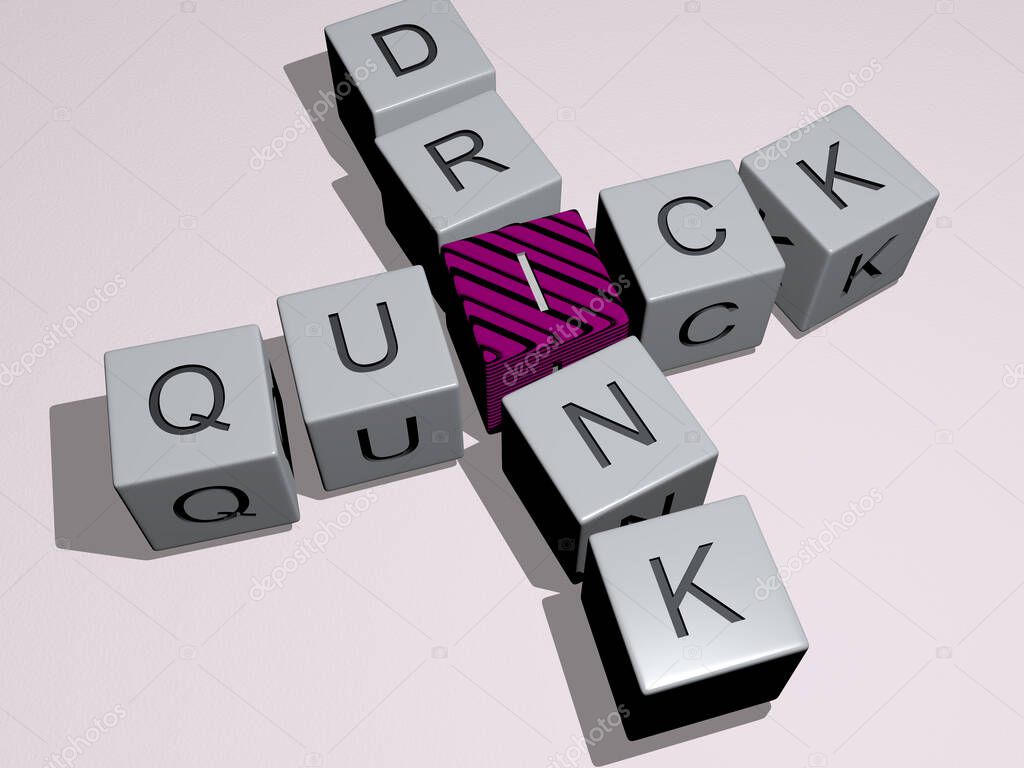 combination of QUICK DRINK built by cubic letters from the top perspective, excellent for the concept presentation. illustration and set