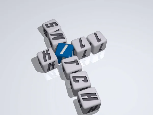 Combinazione Kill Switch Costruito Lettere Cubiche Dalla Prospettiva Superiore Eccellente — Foto Stock