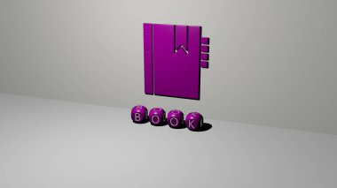 Kitabın dikey olarak üç boyutlu grafiksel görüntüsü ve üst perspektiften metalik kübik harflerle oluşturulan metinler, konsept sunum ve slayt gösterileri için mükemmel. Resim ve arkaplan