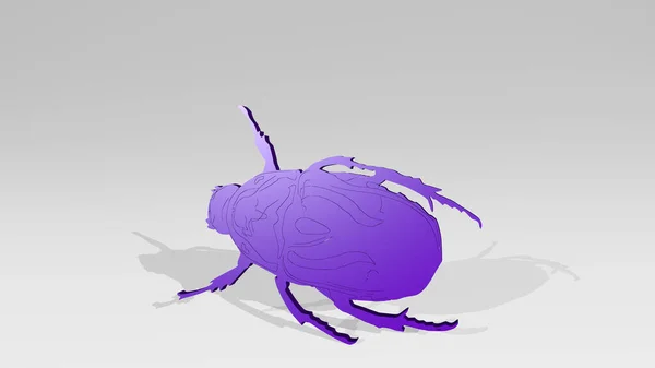 Bug Ett Perspektiv Väggen Tjock Skulptur Gjord Metalliska Material Rendering — Stockfoto