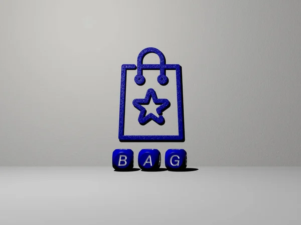 Representação Bag Com Ícone Parede Texto Dispostos Por Letras Cúbicas — Fotografia de Stock