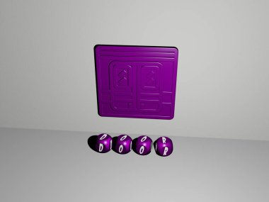 Konsept ve sunumların ilgili anlamları için metalik zar harflerinin oluşturduğu üç boyutlu grafik ve metin. mimari ve yapı