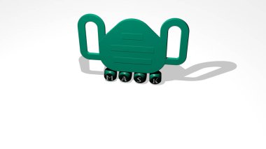 Konsept ve sunumların ilgili anlamları için metalik zar harflerinin oluşturduğu 3D grafikler ve metinlerin çizimi. arkaplan ve yüz