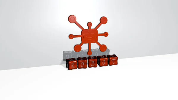 Illustrazione Grafica Robotica Testo Realizzato Con Lettere Metalliche Dadi Significati — Foto Stock