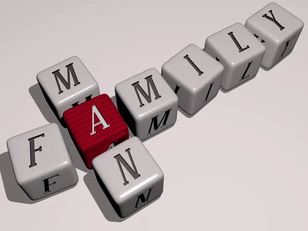 Family Man Kombiniert Durch Würfelbuchstaben Und Farbkreuzungen Für Die Damit — Stockfoto