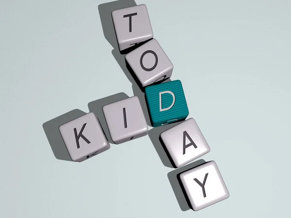 오늘날 아이들은 단어의 의미와 주사위 글자와 교차로 조합을 합니다 아이와 — 스톡 사진