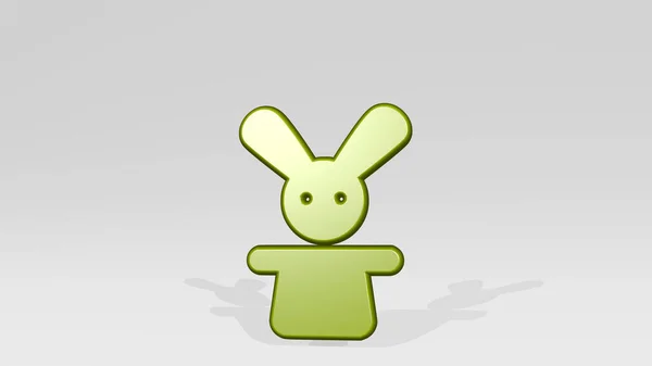 Business Magic Rabbit Realizado Por Ilustración Una Escultura Metálica Brillante —  Fotos de Stock