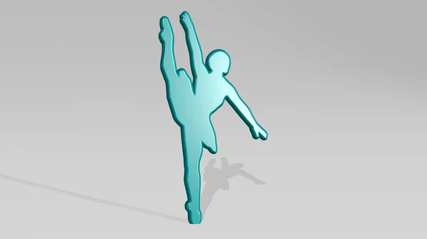 Dancer Hergestellt Durch Illustration Einer Metallisch Glänzenden Skulptur Mit Schatten — Stockfoto