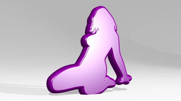 Mulher Sentada Com Pose Sexy Feita Por Ilustração Uma Escultura — Fotografia de Stock