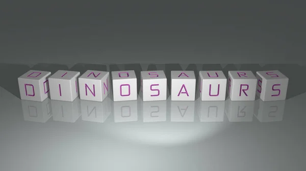 Γυαλιστερό Dinosaurs Χτισμένο Κυβικά Γράμματα Από Την Κορυφή Προοπτική Εξαιρετική — Φωτογραφία Αρχείου