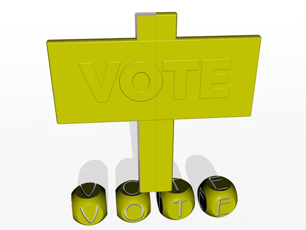 Graphical Image Vote Vertically Text Built Metallic Cubic Letters Top — Stock Photo, Image