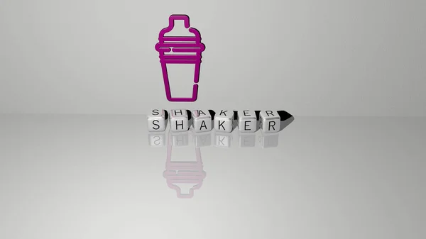 Representação Shaker Com Ícone Parede Texto Dispostos Por Letras Cúbicas — Fotografia de Stock