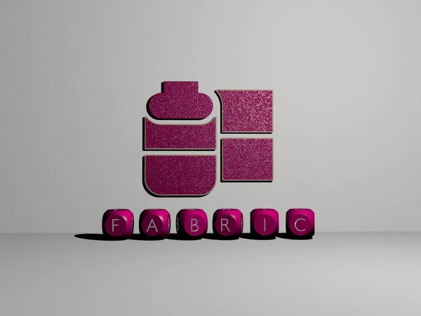 Иллюстрация Графики Fabric Текста Сделанные Металлическими Буквами Кубиков Соответствующих Значений — стоковое фото