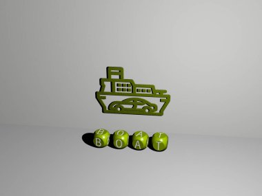 Tekne grafiklerinin 3 boyutlu çizimi ve bu kavramın ve sunumların ilgili anlamları için metalik zar harflerinin oluşturduğu metin. mavi ve güzel
